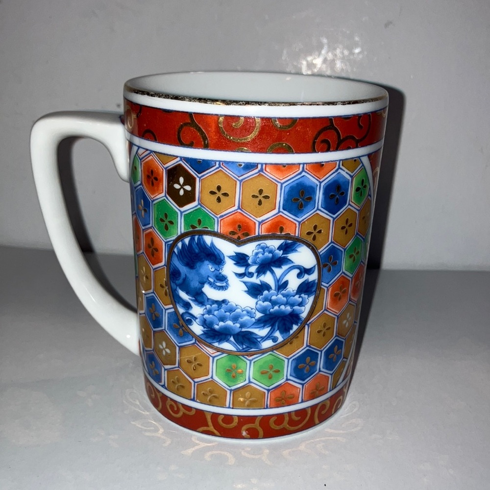 Vintage Otagiri Multicolor‎ Hexagon Pattern Mug